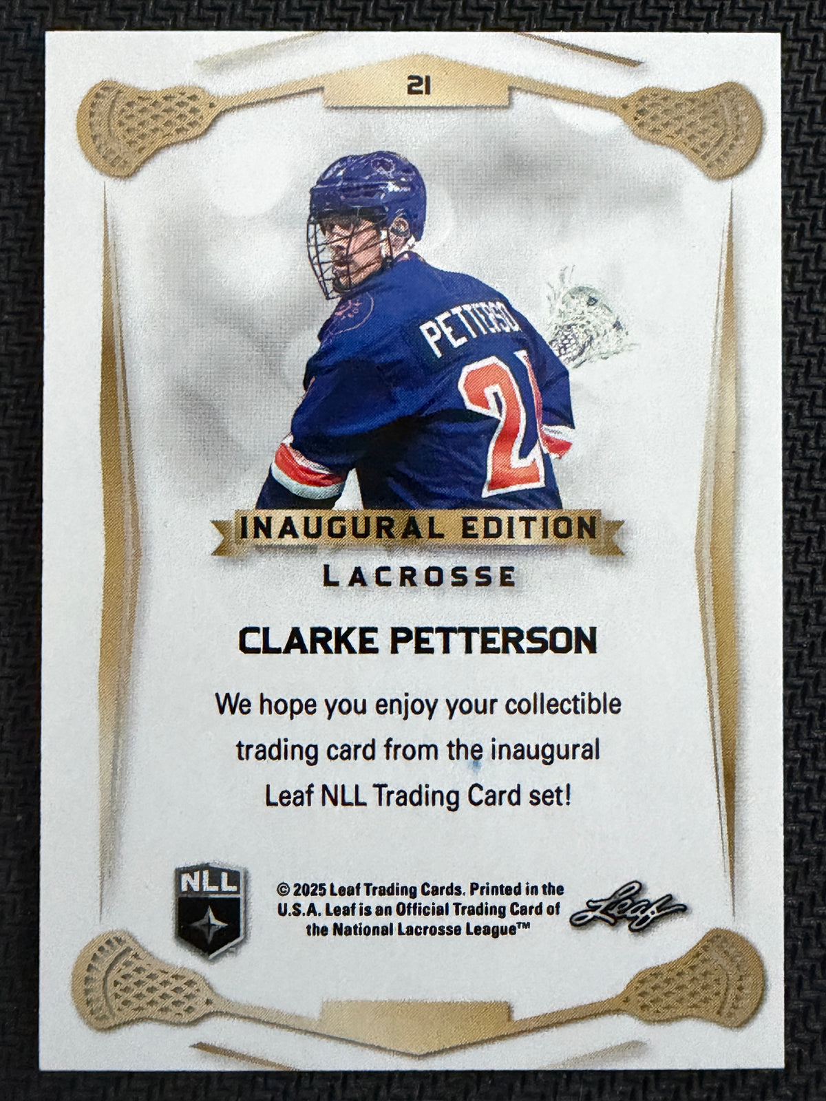 Clarke Petterson 2025 Leaf NLL Inaugural Thunderbirds Rose Gold 34/50 #21