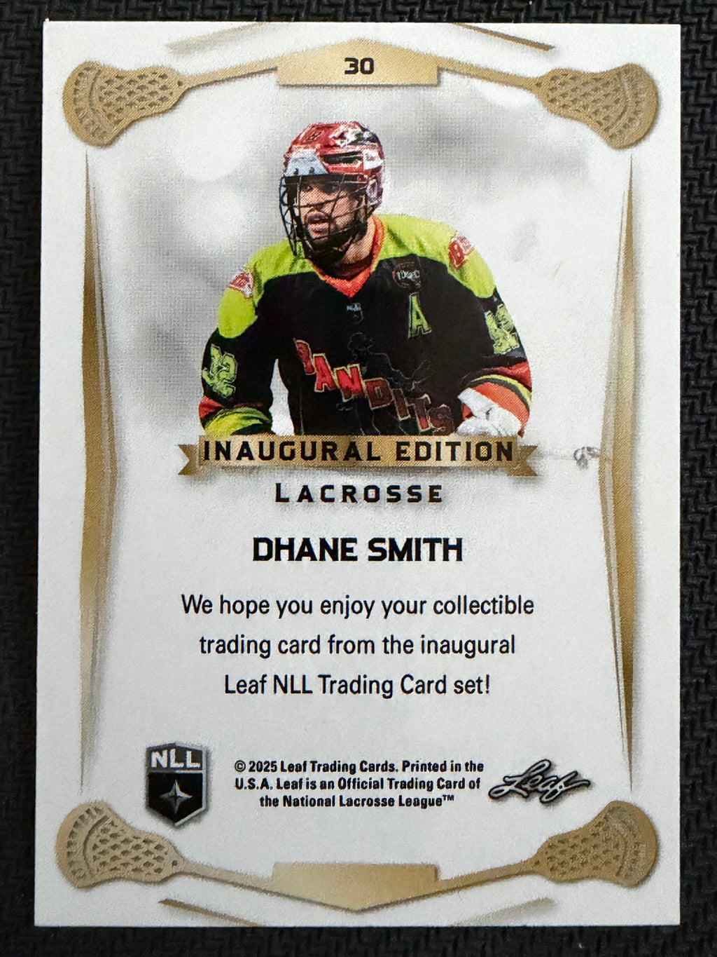Dhane Smith 2025 Leaf NLL Inaugural Buffalo Bandits Rose Gold 26/50 #30