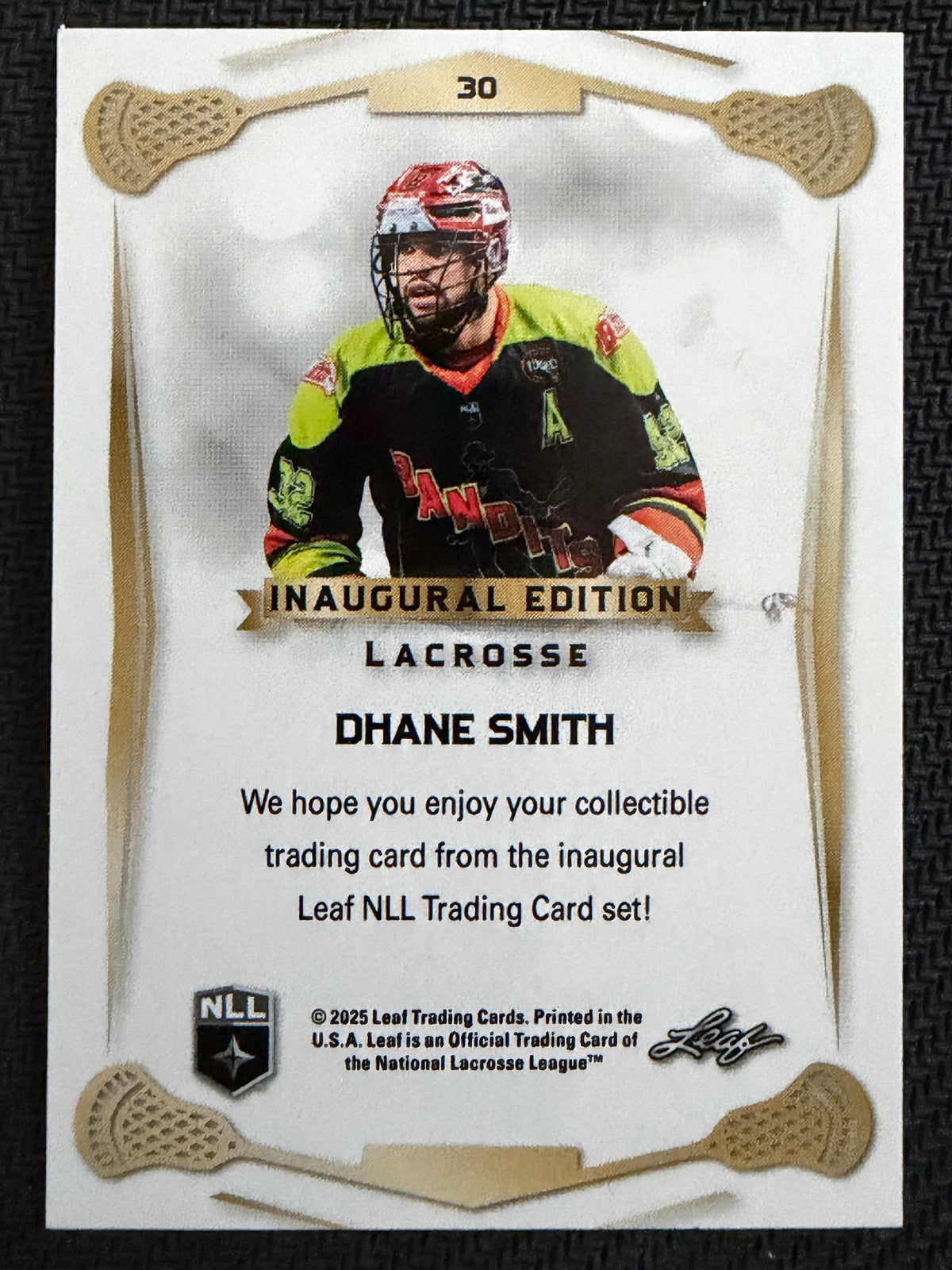 Dhane Smith 2025 Leaf NLL Inaugural Buffalo Bandits Rose Gold 26/50 #30