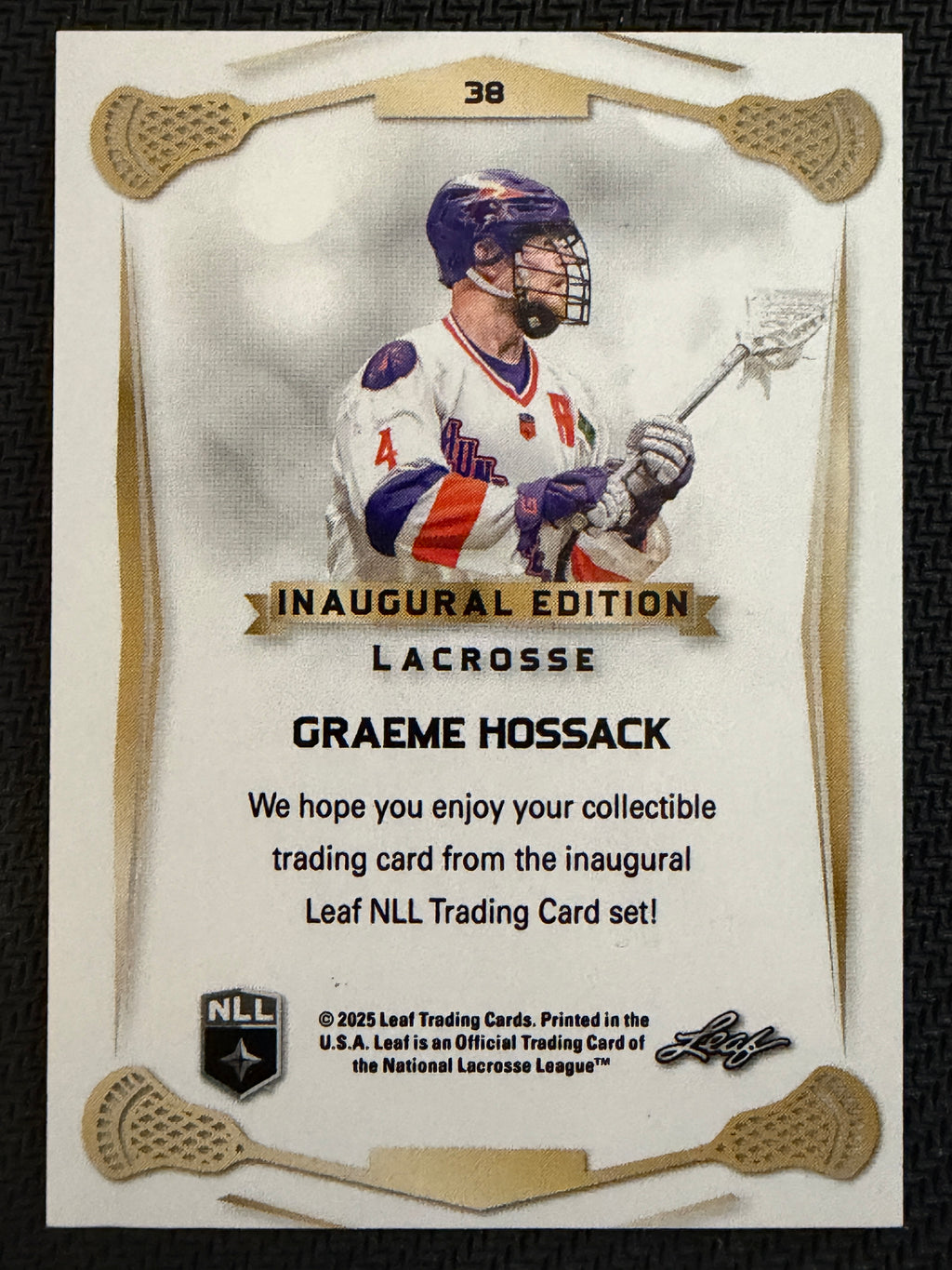 Graeme Hossack 2025 Leaf NLL Inaugural Halifax Thunderbirds Rose Gold 18/50 #38