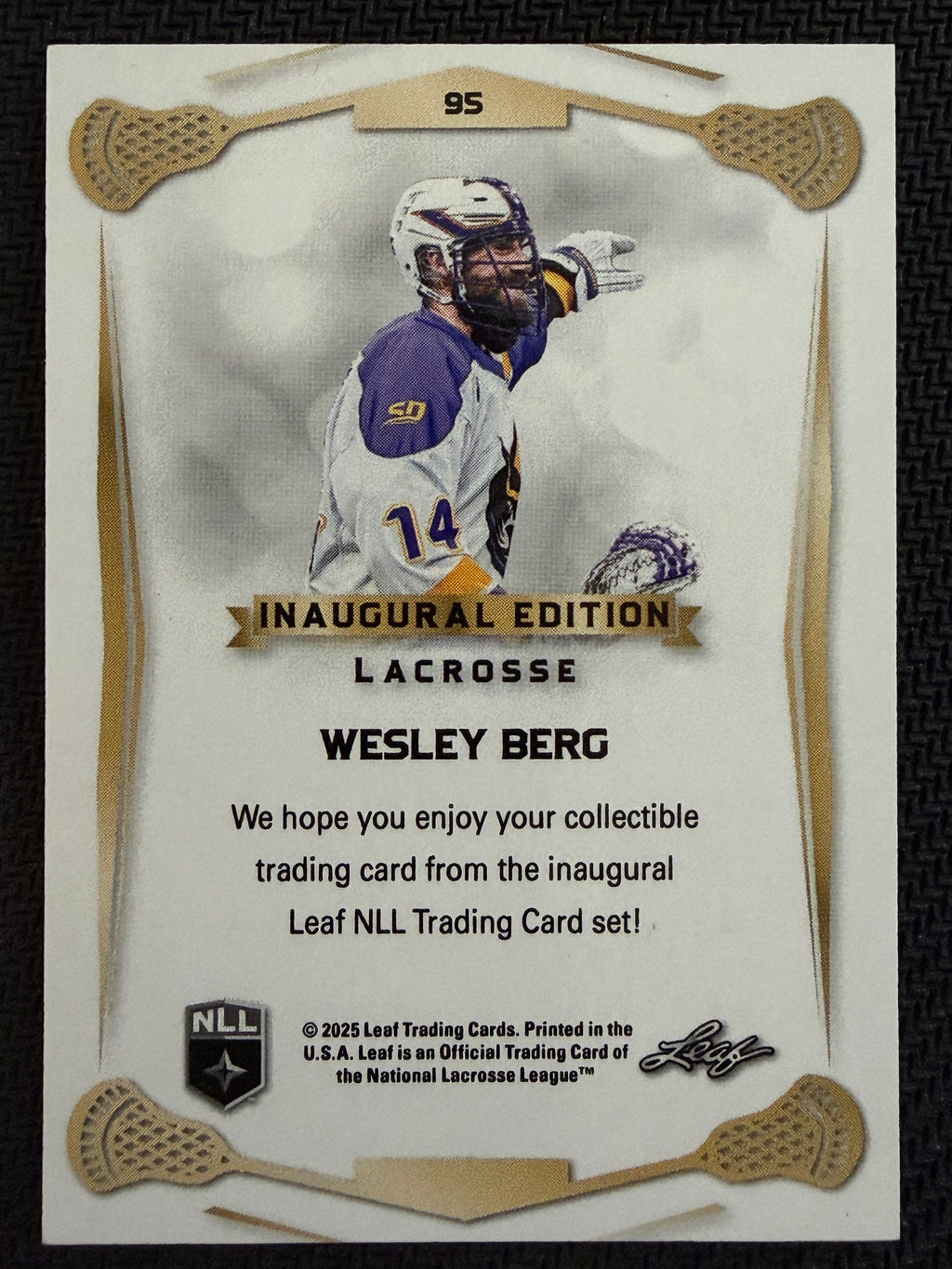 Wesley Berg 2025 Leaf NLL Inaugural San Diego Seals Rose Gold 42/50 #95